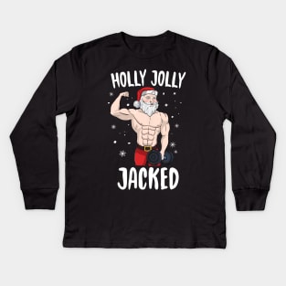 Holly Jolly Jacked Santa Kids Long Sleeve T-Shirt